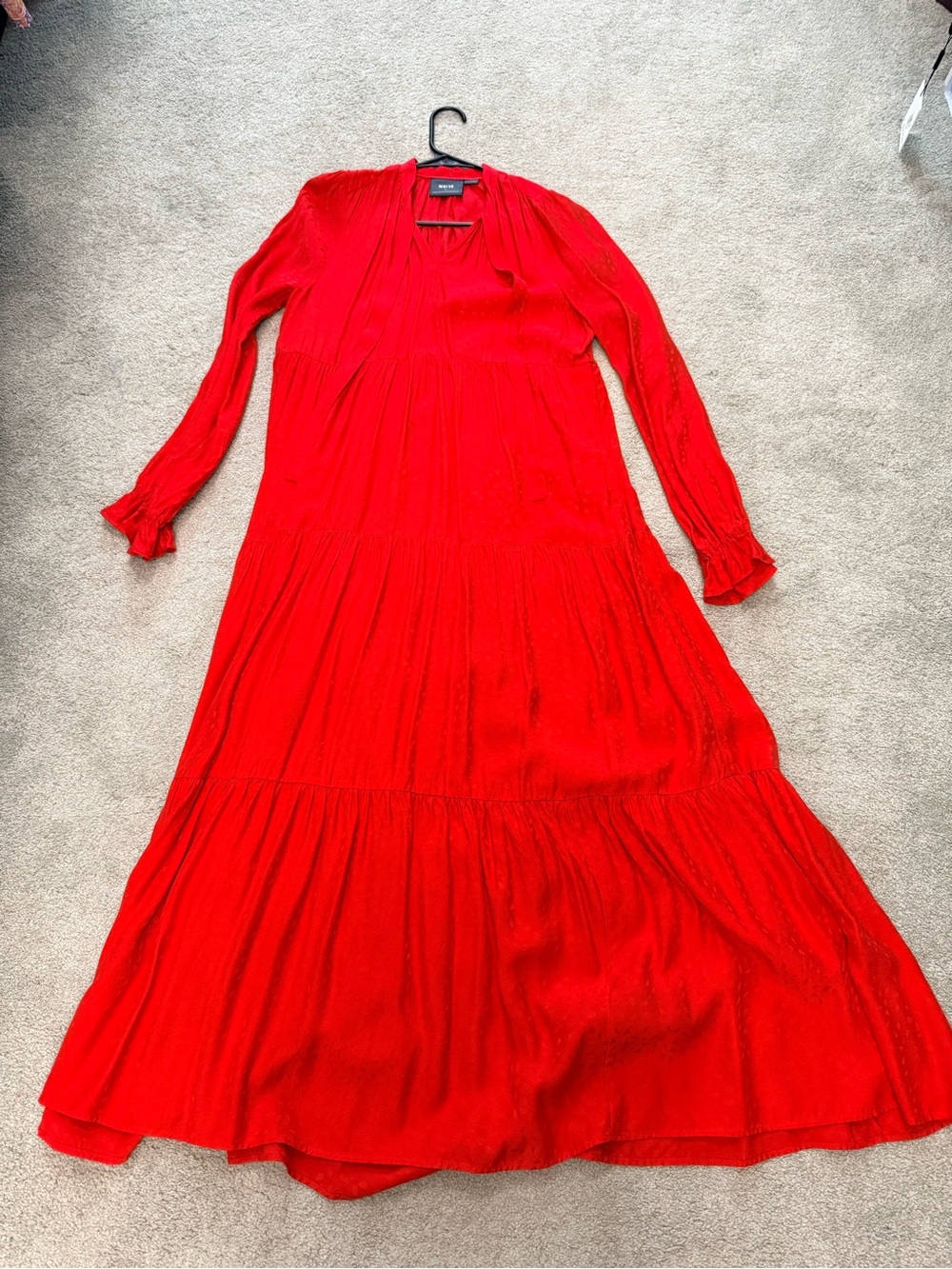 Anthropologie Vibrant Red Tiered Maxi Dress